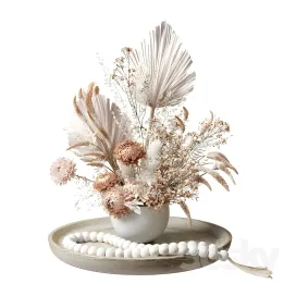 Bouquet of dried flowers with chrysanthemums